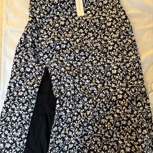 Floral Black and White Midi Dress